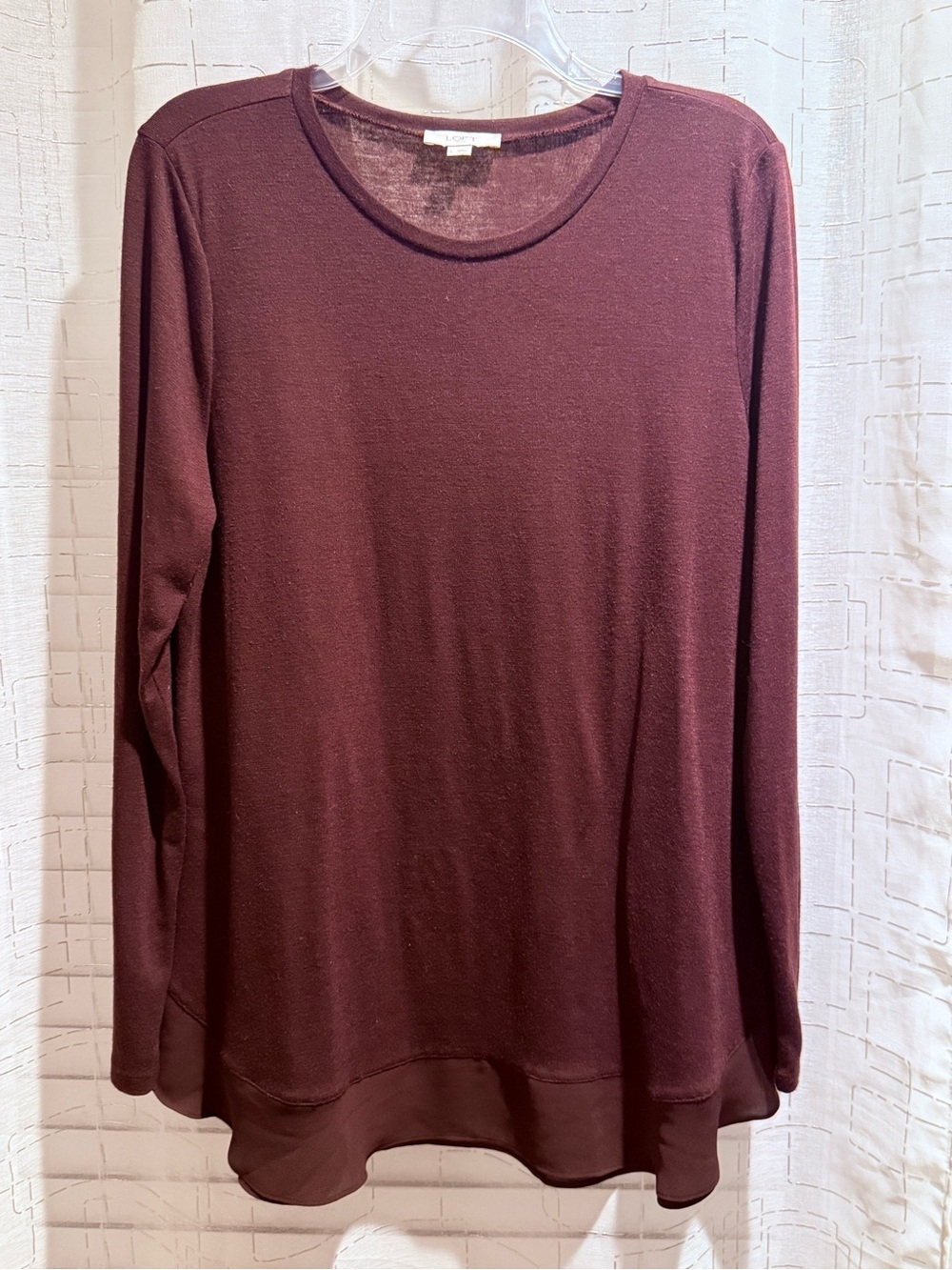 LOFT Long-Sleeve Crewneck Top in brown